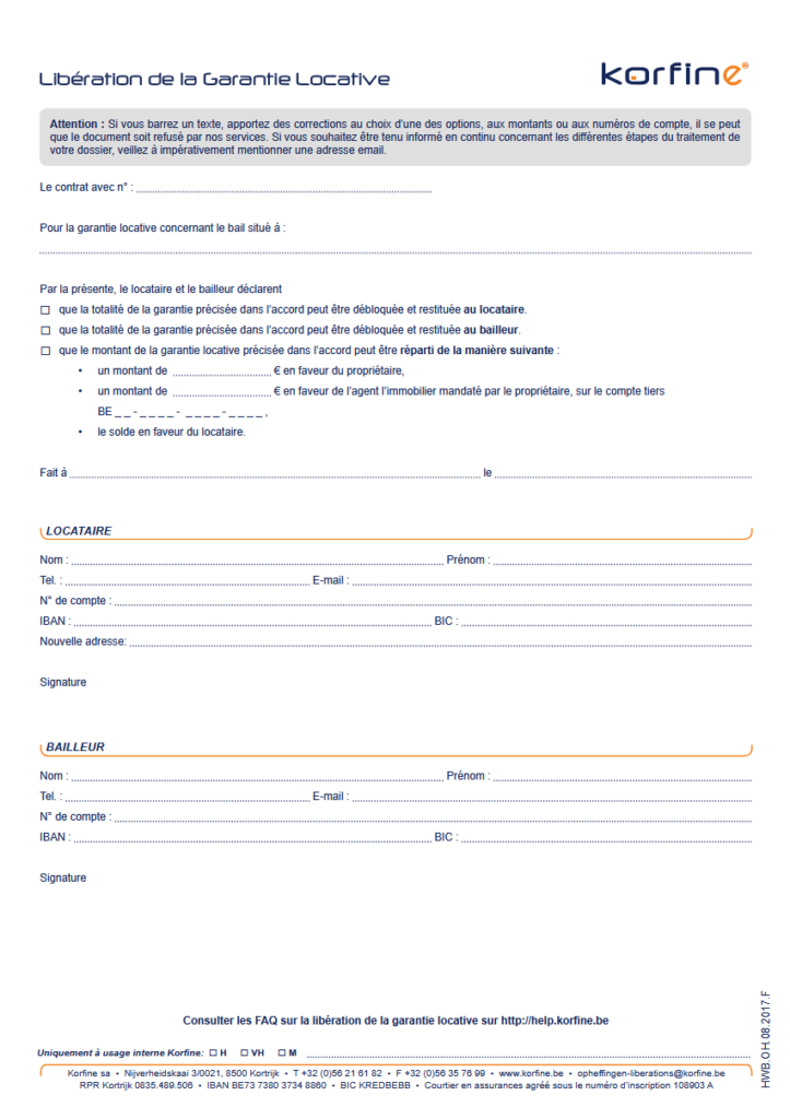 Formular Freigabe Korfine